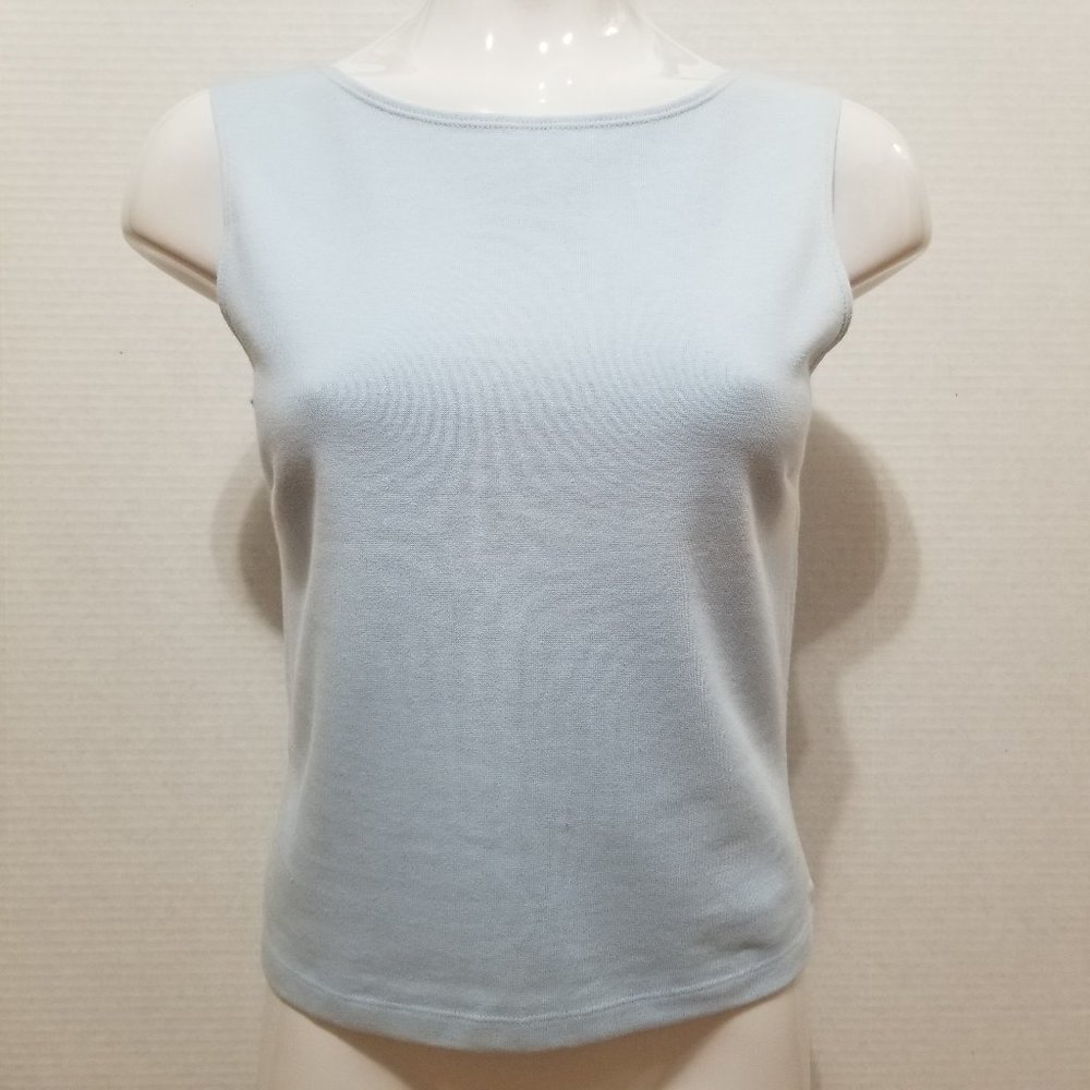 Q&A top Large solid sleeveless darts blue basic Y2K early 2000's VINTAGE stretch